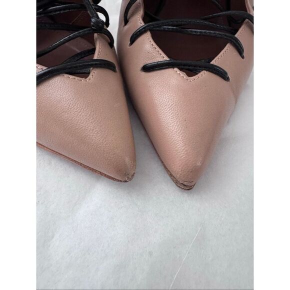 Malone Souliers Beige/Black Leather Montana Lace Up Pumps Size 36.5 - Picture 7 of 12